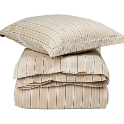 Lexington Bäddset-Striped Poplin Bäddset 150x210 + 50x60 cm, Beige