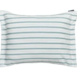 Striped Poplin Örngott 50x60 cm, Vit/Eucalyptus