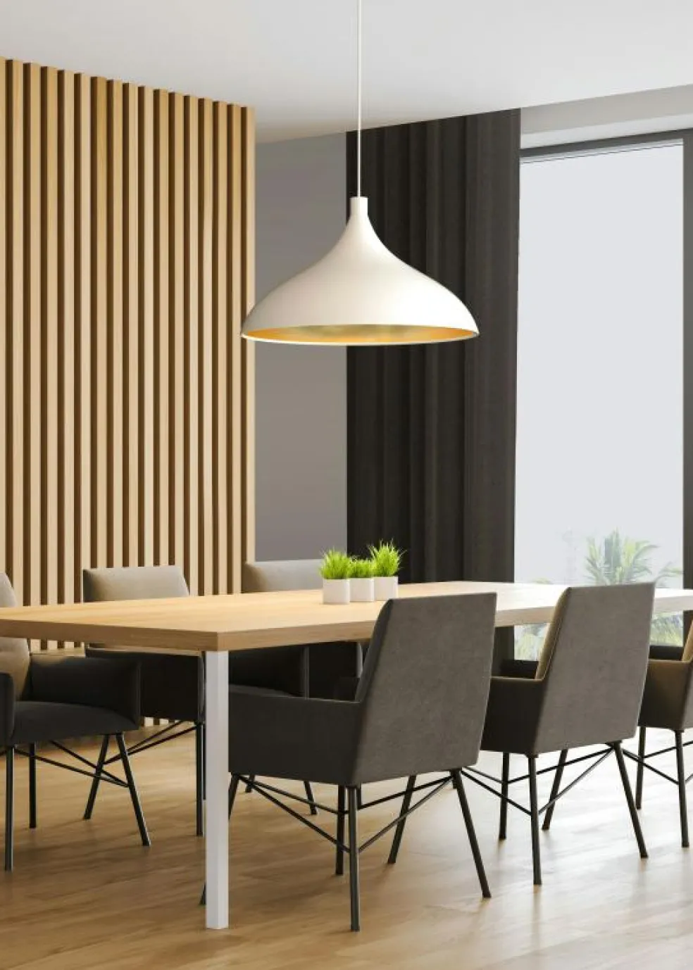 Swell Pendel 41 cm, Vit / Mässing