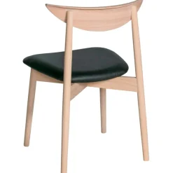 Symphony Stol, Svart Lädersits, Vitoljad Ek