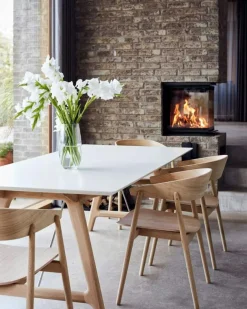 T7 Matbord Förlängningsbart 95x220 cm, Vit/Vitpigmenterad Ek