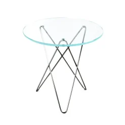Tall Mini O Table Sidobord Ø50 cm, Stål/Klar glas