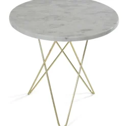 Tall Mini O Table Sidobord Ø50 cm, Mässing/Vit matt marmor