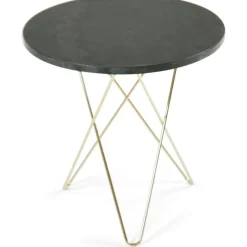 OX Denmarq Sidobord & Avlastningsbord-Tall Mini O Table Sidobord Ø50 cm, Mässing/Rustik skiffer