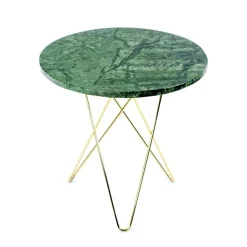 Tall Mini O Table Sidobord Ø50 cm, Mässing/Grön marmor