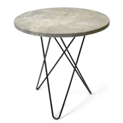 Tall Mini O Table Sidobord Ø50 cm, Svart/Brun marmor