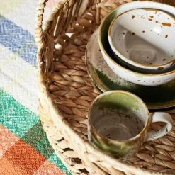 Tallrik 22 cm, Brun / Vit