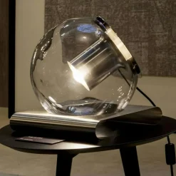 Oluce Bordslampor-The Globe 228 Bordslampa, Satin Gold / Anodiserat Brons