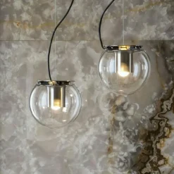 Oluce Fönsterlampor|Pendellampor-The Globe 827 Pendel, Nickel