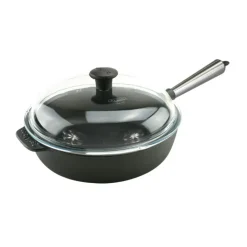 Traktörpanna Med Glaslock 28 cm, Stålhandtag