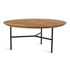 Tribeca Soffbord 80 cm, Oljad Rustik Ek/Svarta Ben