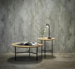 Tribeca Soffbord 80 cm, Såpad Rustik Ek/Svarta Ben