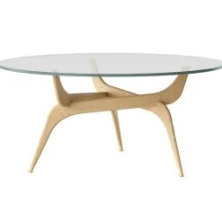 Brdr. Krüger Soffbord-Triiio Soffbord Ø90 cm, Obehandlad Ek / Klarglas