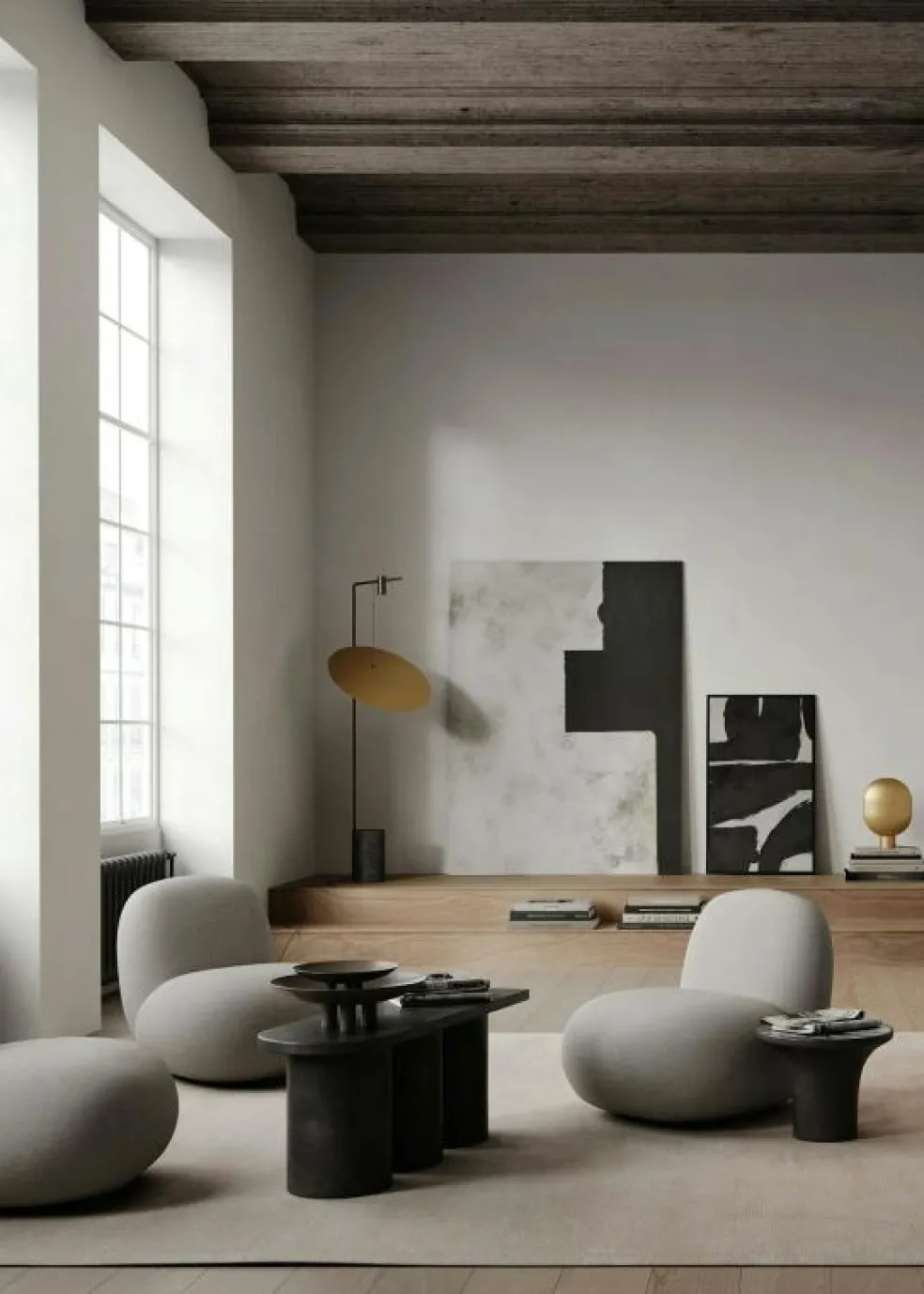 Trumpet Sidobord Kaffe / Calacatta, 35 cm