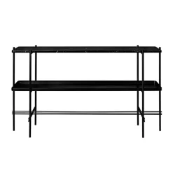 Ts Console 2 Hyllor, Svart/Svart Marmor