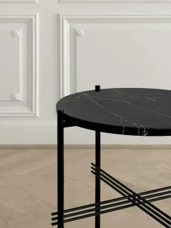 GUBI Sidobord & Avlastningsbord-TS Sidobord 40 cm, Polerat Stål / Vit Carraramarmor