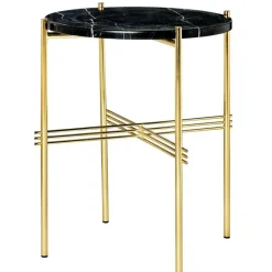 GUBI Sidobord & Avlastningsbord-TS Sidobord 40 cm, Polerat Stål / Vit Carraramarmor