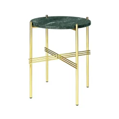 GUBI Sidobord & Avlastningsbord-TS Sidobord 40 cm, Polerat Stål / Vit Carraramarmor