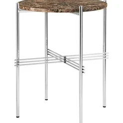 GUBI Sidobord & Avlastningsbord-TS Sidobord 40 cm, Polerat Stål / Vit Carraramarmor