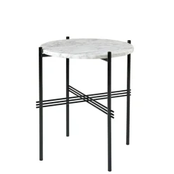 GUBI Sidobord & Avlastningsbord-TS Sidobord 40 cm, Polerat Stål / Vit Carraramarmor