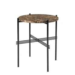 GUBI Sidobord & Avlastningsbord-TS Sidobord 40 cm, Polerat Stål / Vit Carraramarmor