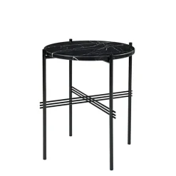 GUBI Sidobord & Avlastningsbord-TS Sidobord 40 cm, Polerat Stål / Vit Carraramarmor