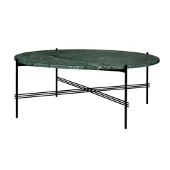 Ts Soffbord Ø105 cm, Svart/Grön Marmor