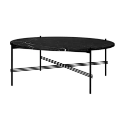 Ts Soffbord Ø105 cm, Svart/Grön Marmor