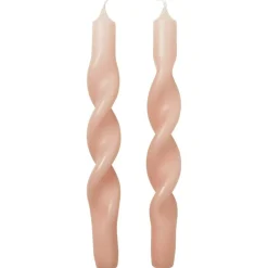 Broste Copenhagen Ljus-Twist Ljus 23 cm 2-pack, Apricot Cream