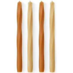 Twist Tapered Candle, H30, Warm, Set of 4 pcs