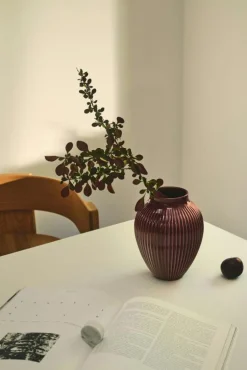 Knabstrup Keramik Vaser-Vas Räfflad 27 cm, Sand