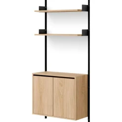 New Works Modulära Hyllsystem-Vägghylla 1900 Högt Skåp Med Dörrar, Ek / Svart