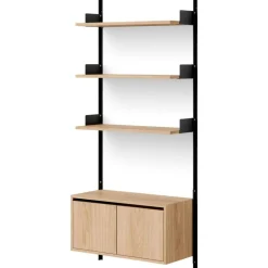 Vägghylla 1900 Lågt Skåp Med Dörrar, Ek / Svart