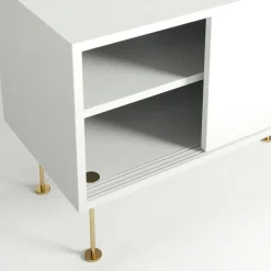 Decotique Tv-Bänkar & Mediabänkar-Vogue Mediabänk Med Ben 136 cm, Valnöt / Svart