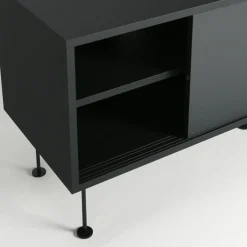 Decotique Tv-Bänkar & Mediabänkar-Vogue Mediabänk Med Ben 136 cm, Valnöt / Svart