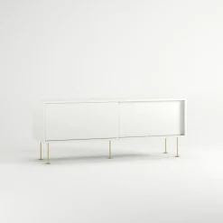 Decotique Tv-Bänkar & Mediabänkar-Vogue Mediabänk Med Ben 136 cm, Valnöt / Svart