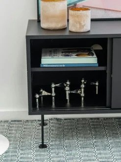 Decotique Tv-Bänkar & Mediabänkar-Vogue Mediabänk Med Ben 136 cm, Valnöt / Svart