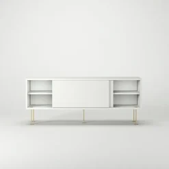 Decotique Tv-Bänkar & Mediabänkar-Vogue Mediabänk Med Ben 136 cm, Valnöt / Svart