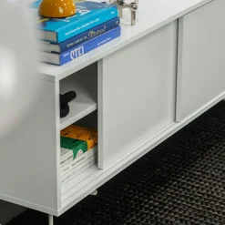 Decotique Tv-Bänkar & Mediabänkar-Vogue Mediabänk Med Ben 136 cm, Valnöt / Svart