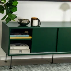 Decotique Tv-Bänkar & Mediabänkar-Vogue Mediabänk Med Ben 136 cm, Valnöt / Svart