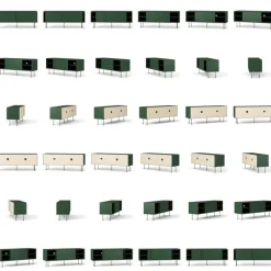 Decotique Tv-Bänkar & Mediabänkar-Vogue Mediabänk Med Ben 136 cm, Valnöt / Svart