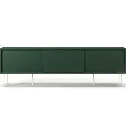 Vogue Mediabänk Med Ben 180 cm, Vitpigmenterad Ek / Mässing