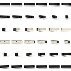 Vogue Mediabänk Med Ben 180 cm, Vitpigmenterad Ek / Mässing