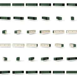 Vogue Mediabänk Med Ben 180 cm, Vitpigmenterad Ek / Mässing