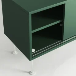 Vogue Mediabänk Med Ben 180 cm, Vitpigmenterad Ek / Mässing