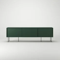 Vogue Mediabänk Med Ben 180 cm, Vitpigmenterad Ek / Mässing