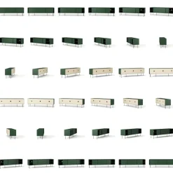 Vogue Mediabänk Med Ben 180 cm, Vitpigmenterad Ek / Mässing