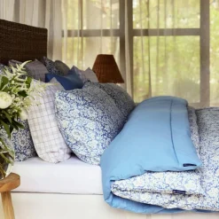 Lexington Bäddset-Washed Cotton Sateen Bäddset 150x210 + 50x60 cm, Blue Sky