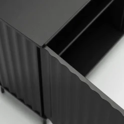 Wave Mediabänk 3D, Antracit / Toppskiva Betsad Ek