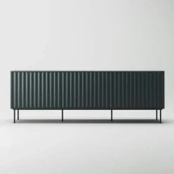 Wave Mediabänk 3D, Antracit / Toppskiva Betsad Ek